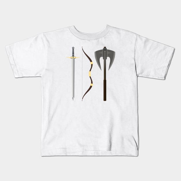 You have my sword and my bow and my axe - White - Fantasy Kids T-Shirt by Fenay-Designs